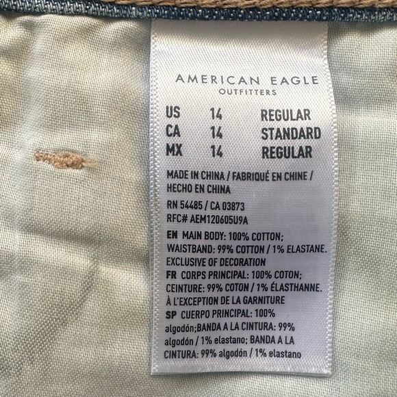 American Eagle Outfitters Blue Patchwork Straight Leg Jeans - Picture 14 of 16